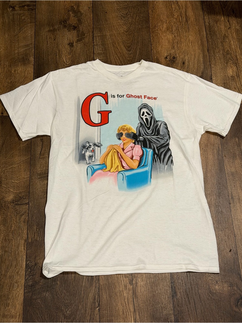 Ghost Face Graphic Short Sleeve Tee - White